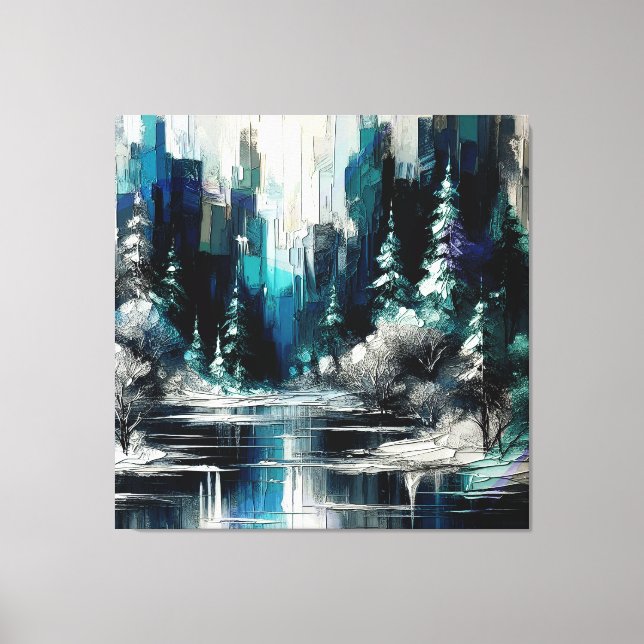 Painted City Winter Scene 1006 Canvas Print (Front)