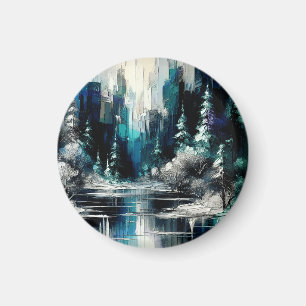 Painted City Winter Scene 1006 Magnet