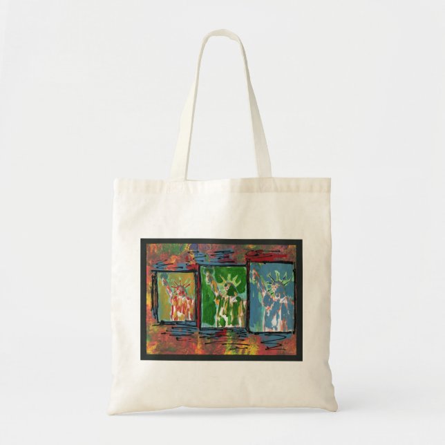 Painted collage watercolor Statue of Liberty Tote Bag (Front)