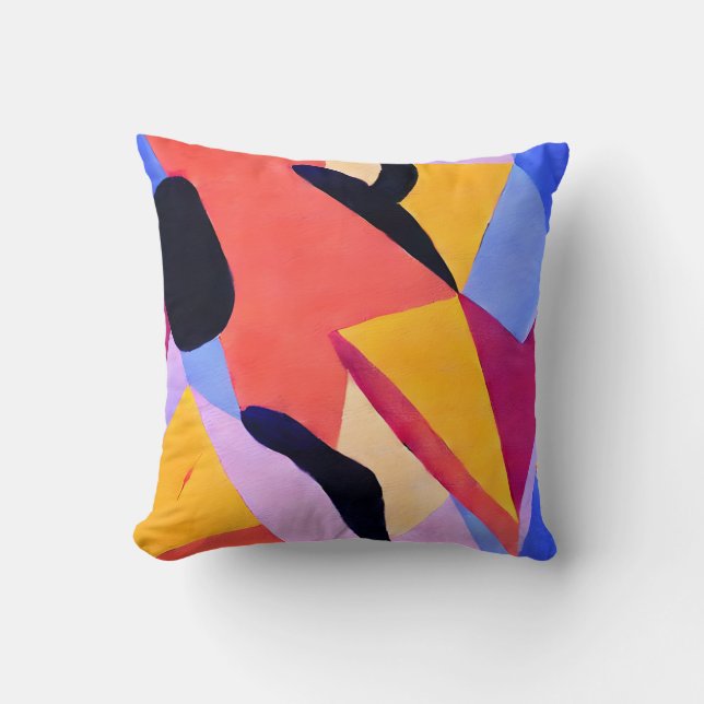 Painted Colorful Shapes - Abstract Art Cushion (Front)
