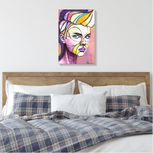 Painted Colourful Punk Woman Canvas Print