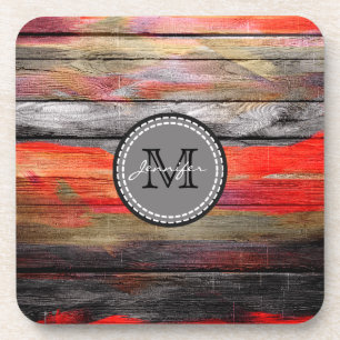 Painted Colours Wood Look Monogram #5 Coaster