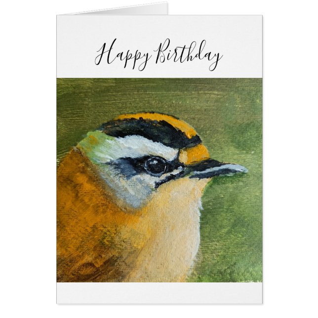 Painted common Firecrest bird Birthday card (Front)
