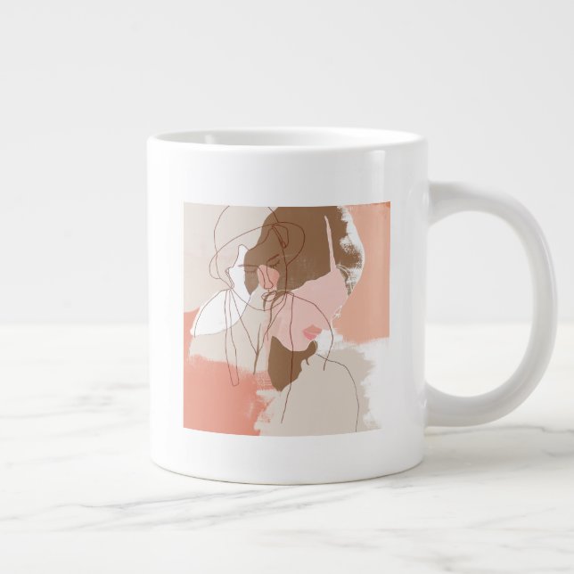 Painted Contour Female Portrait Large Coffee Mug (Right)