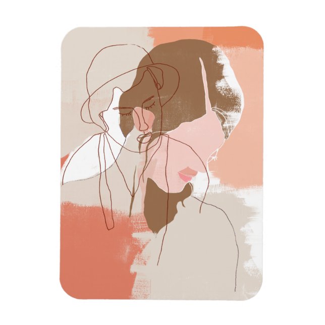 Painted Contour Female Portrait Magnet (Vertical)