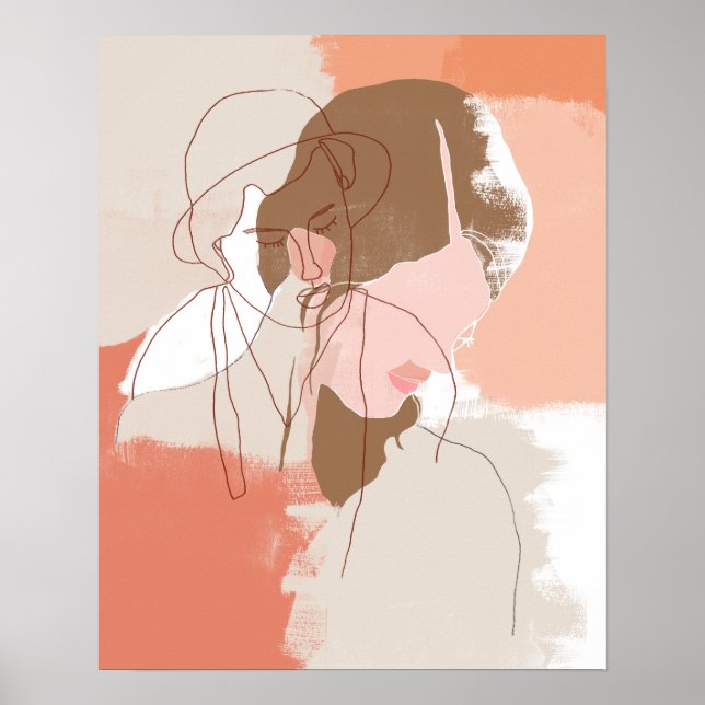 Painted Contour Female Portrait Poster (Front)