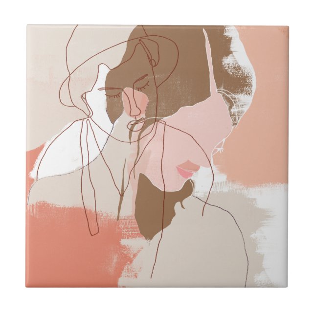 Painted Contour Female Portrait Tile (Front)