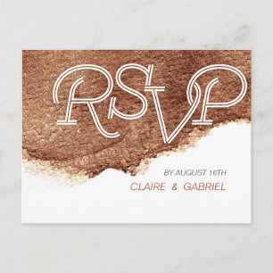 Painted copper colour modern simple wedding RSVP Invitation Postcard