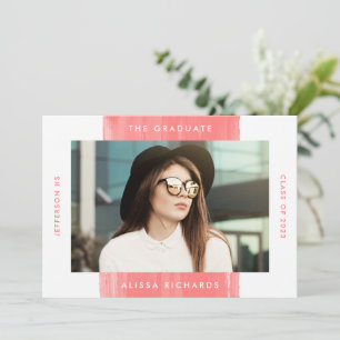 Painted Coral   Photo Graduation Party Invitation