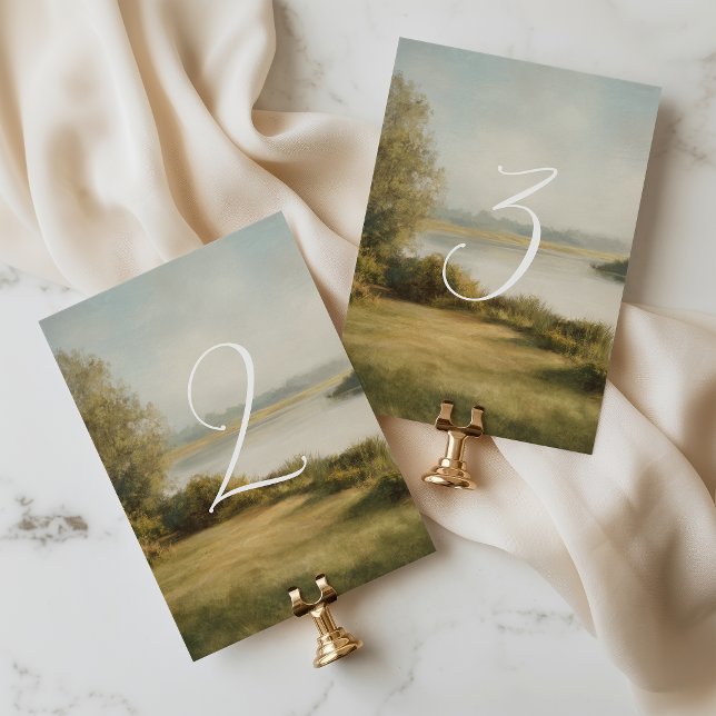 Painted Countryside Wedding Table Number Card (Creator Uploaded)