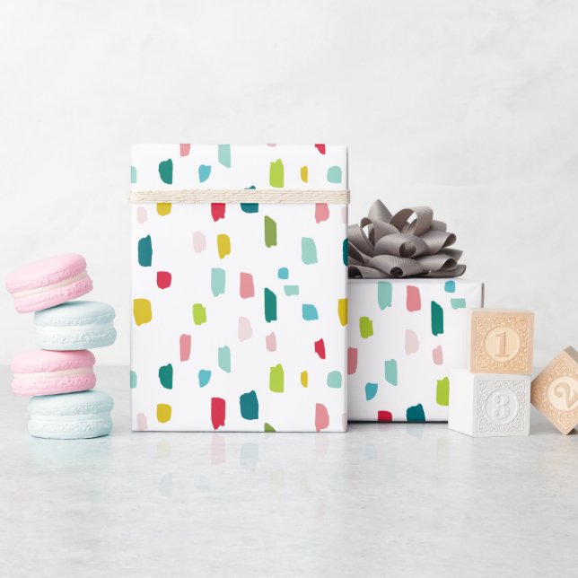 PAINTED dabs colourful brush strokes Wrapping Paper (Baby Shower)