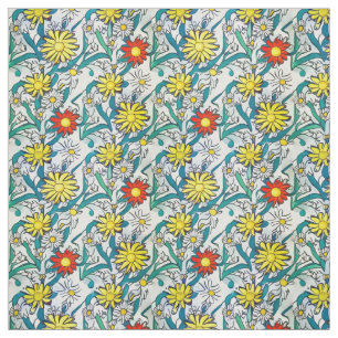 Painted Daisies Modern Pop Art Fabric