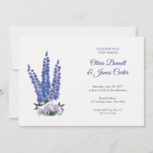 Painted Delphinium and Lisianthus Wedding Invite