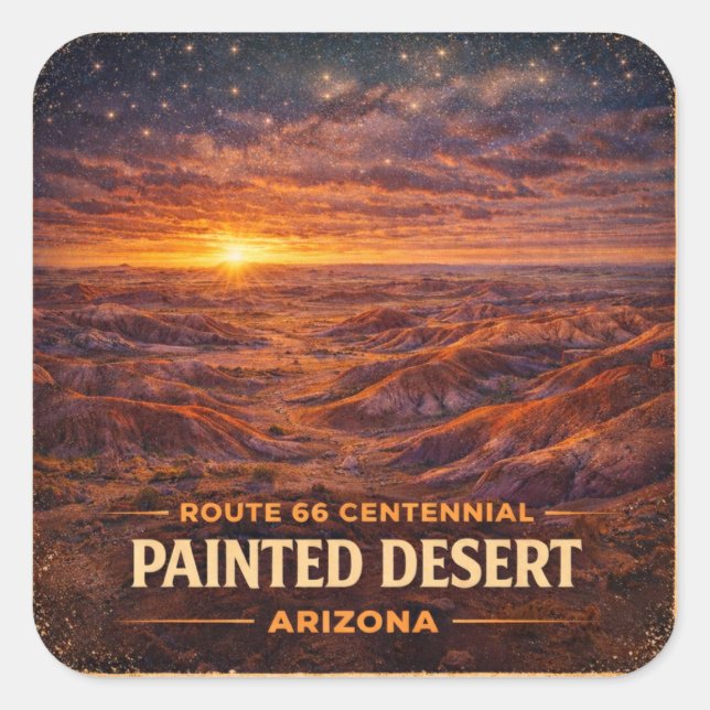 Painted Desert Arizona Sunrise Centennial Square Sticker (Front)