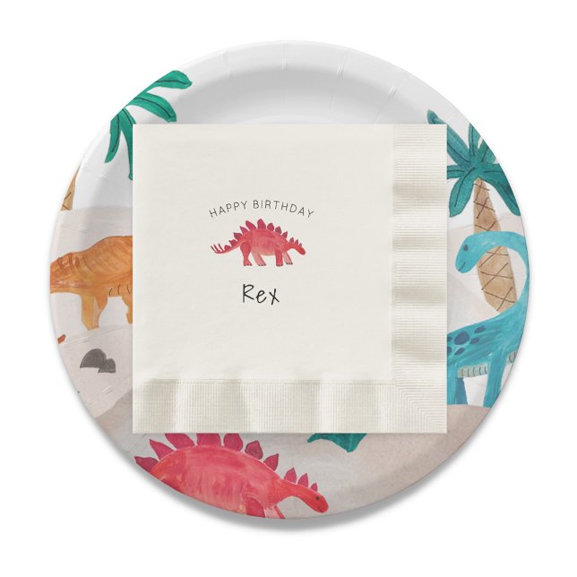 Painted Dino Birthday Party Napkin (Creator Uploaded)