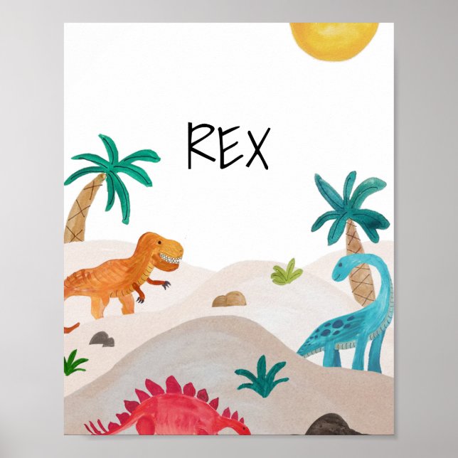 Painted Dinos Personalised Art Print (Front)