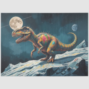 Painted Dinosaur Under Moonlight Pop Surreal  Tissue Paper