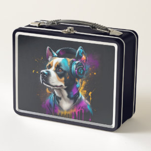 Painted Dog Metal Lunch Box
