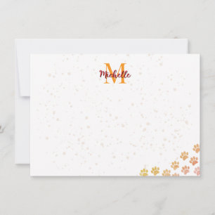 Painted Dog Paw Prints Watercolor Editable  Card