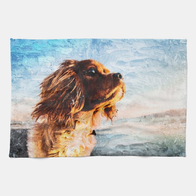 Painted Dog Print Tea Towel (Horizontal)