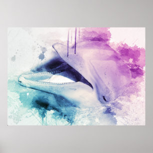 Painted dolphin art poster