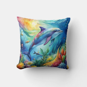 Painted Dolphin Cushion