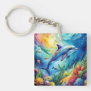 Painted Dolphin Key Ring
