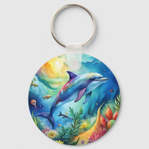 Painted Dolphin Key Ring