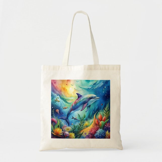Painted Dolphin Tote Bag (Front)
