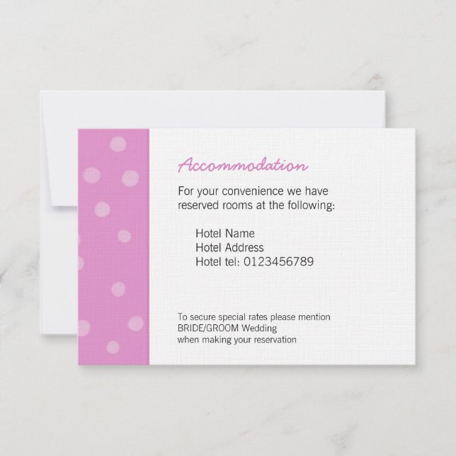 Painted Dots pink white Wedding Enclosure Card (Front)
