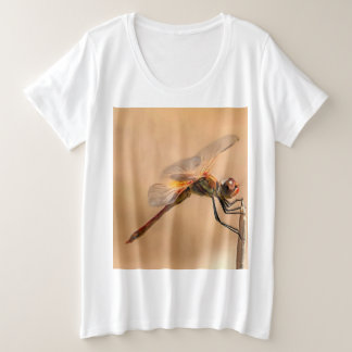 Painted Dragonfly Isolated Against Ecru Plus Size T-Shirt