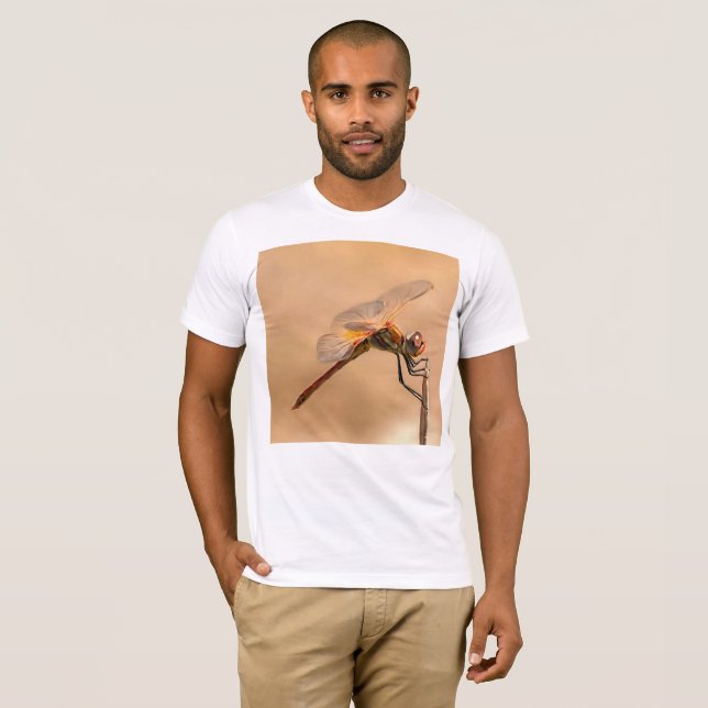 Painted Dragonfly Isolated Against Ecru T-Shirt (Front Full)