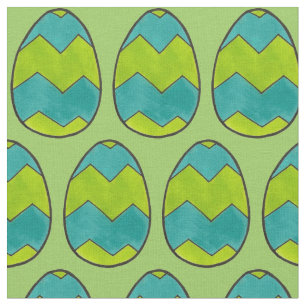 Painted Easter Egg Hunt Eggs Green Blue Zigzag Fabric