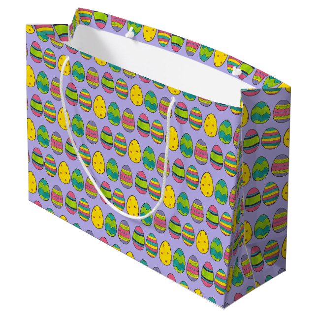 Painted Easter Egg Hunt Springtime Print Large Gift Bag (Back Angled)