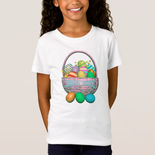 Painted Easter Eggs in Basket T-Shirt (Front)