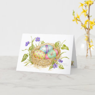 Painted Easter Eggs in Nest Spring Nature Joy Card