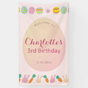 Painted Egg Soft Pink Kids Birthday Welcome Banner