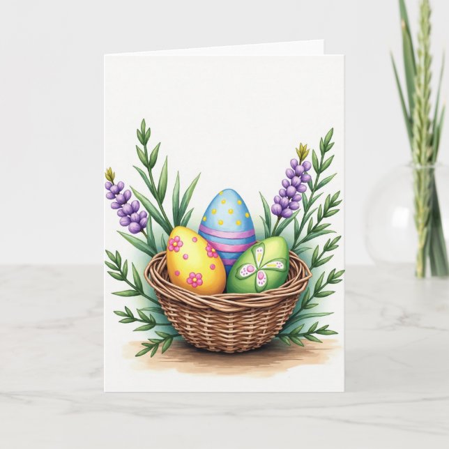 Painted Eggs Basket Spring Card (Front)