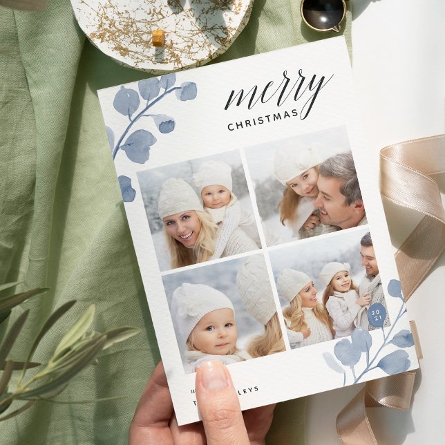 Painted Eucalyptus | Holiday Photo Collage Card (Creator Uploaded)