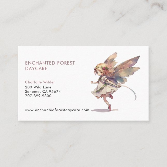 Painted Fairy Child Daycare Business Card (Front)