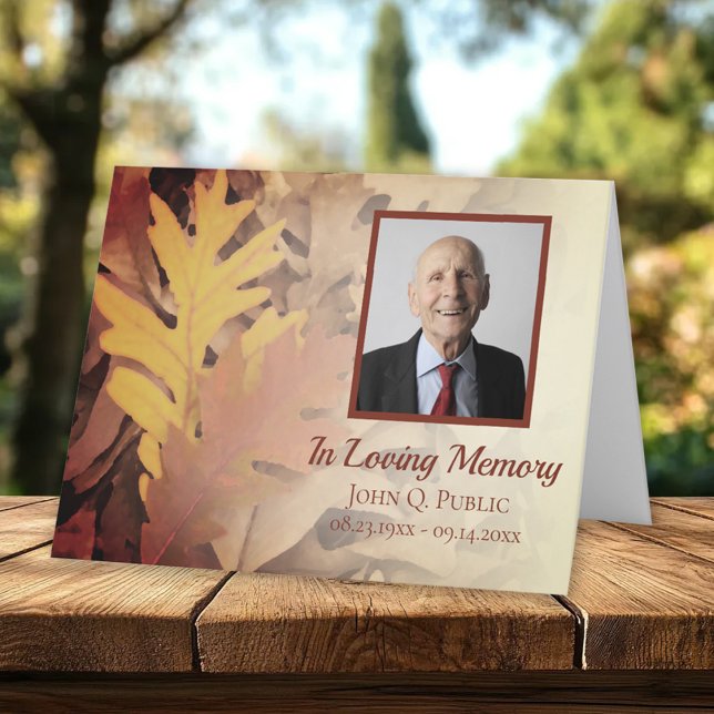 Painted Fall Leaves Funeral Memorial Sympathy Thank You Card (Creator Uploaded)