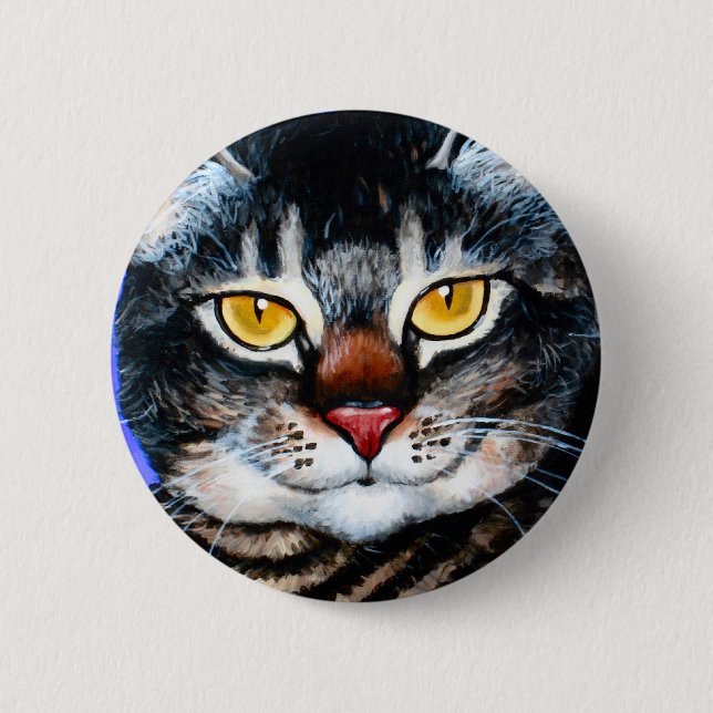 Painted Fat Cat 6 Cm Round Badge (Front)