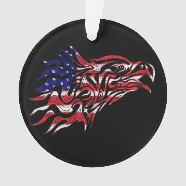 Painted Flag And Eagle Ornament (Front)