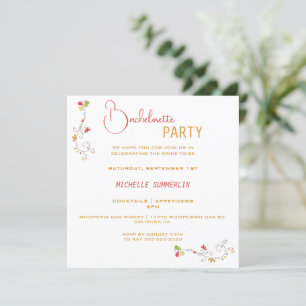Painted Flora Border Bachelorette Party Invitation
