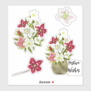 Painted Floral Anemone Festive Sticker Sheet