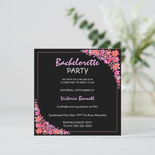 Painted Floral  Bachelorette Party Invitation (Standing Front)
