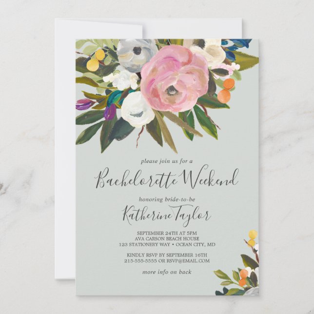 Painted Floral Bachelorette Weekend Invitation (Front)