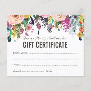 Painted Floral Beauty Salon Gift Certificate Flyer