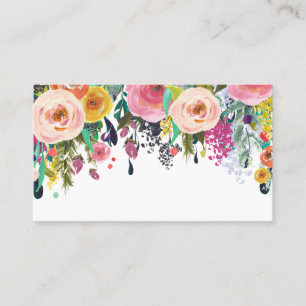 Painted Floral Blank Wedding Table Place Cards. Card