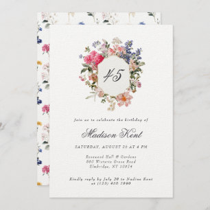 Painted Floral Crest 45th Birthday Party Invitation